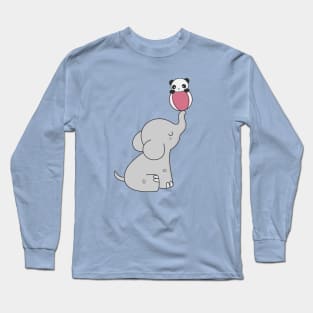 Kawaii Cute Elephant and Panda Long Sleeve T-Shirt